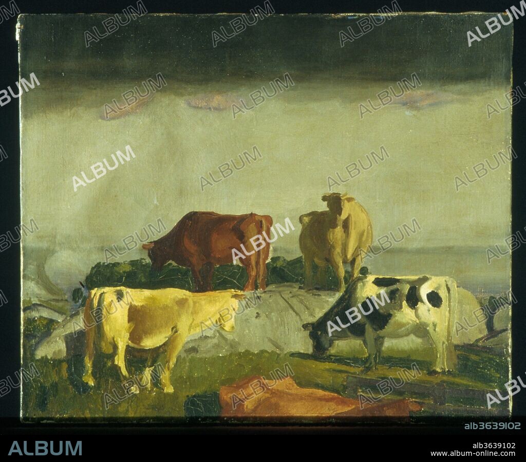 Five Cows. Artist: George Bellows (American, Columbus, Ohio 1882-1925 New York). Dimensions: 20 x 24 1/8 in. (50.8 x 61.3 cm). Date: 1919.