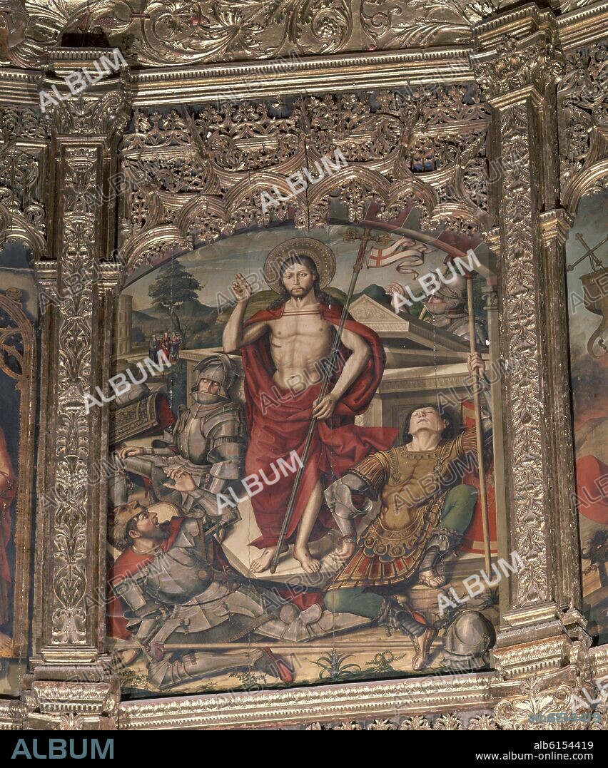 VASCO DE LA ZARZA (1499-1524). RESURRECCION DE JESUCRISTO - DETALLE DEL RETABLO MAYOR - SIGLO XVI.