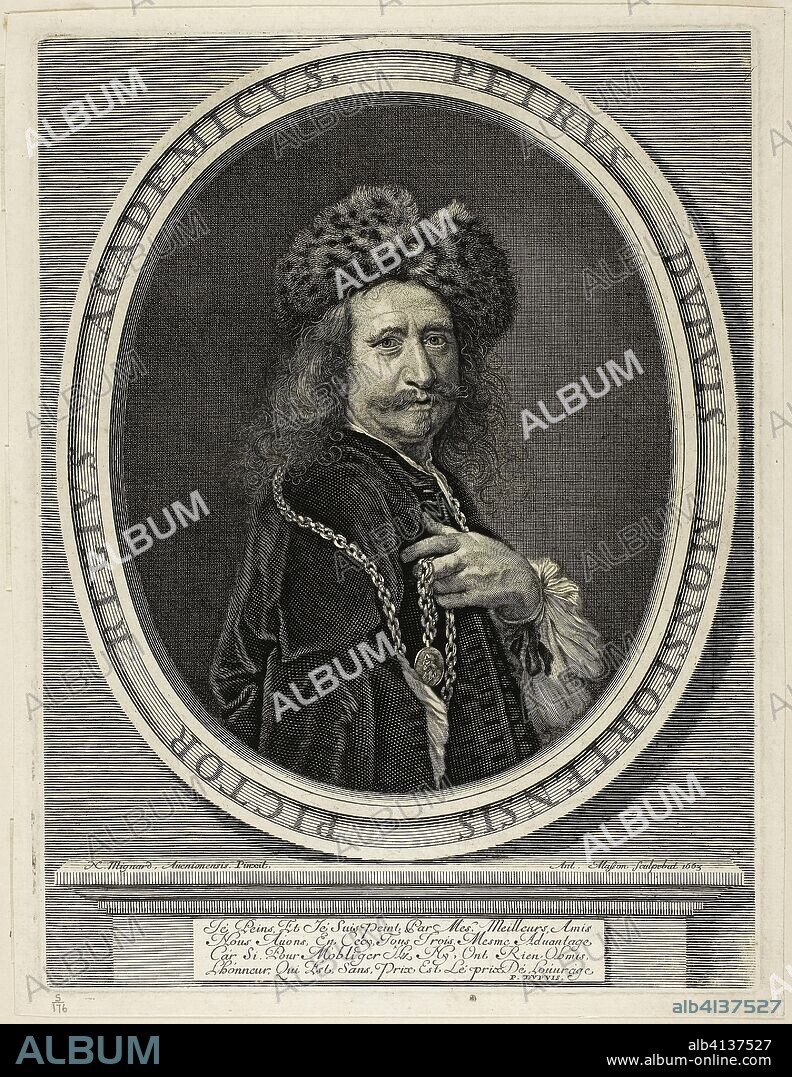 Pierre Dupuis, Painter to the King. Antoine Masson (French, 1636-1700); after Nicolas Mignard (French, 1606-1668). Date: 1663. Dimensions: 310 x 233 mm (plate); 326 x 250 mm (sheet). Engraving on paper. Origin: France.