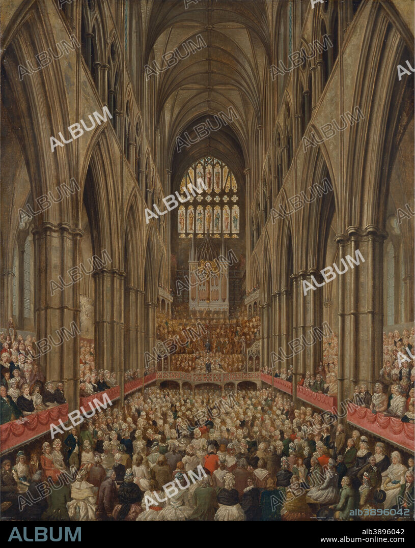 EDWARD EDWARDS. Interior View of Westminster Abbey on the Commemoration of Handel, Taken from the Manager's Box. Date/Period: Ca. 1790. Painting. Oil on canvas. Height: 1,473 mm (57.99 in); Width: 1,219 mm (47.99 in).