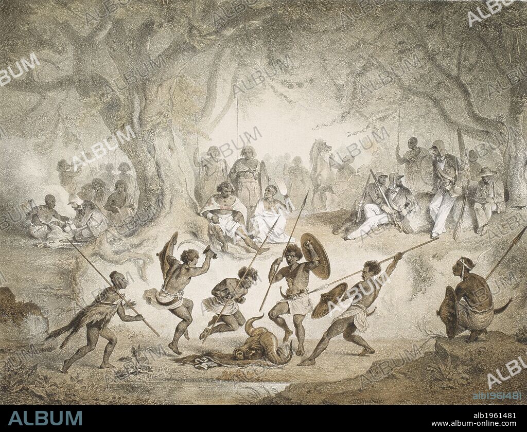 A tribal ritual. Scenes in Ethiopia. The Author: Munich; F. G. Moon: London, 1852. Source: 1791.dd.1, plate XXIV.