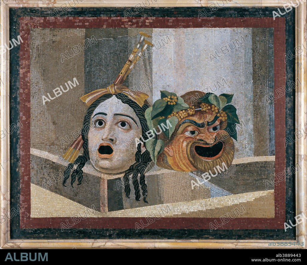 UNKNOWN. Mosaic of the theatrical masks. Date/Period: 2nd century. Mosaic.