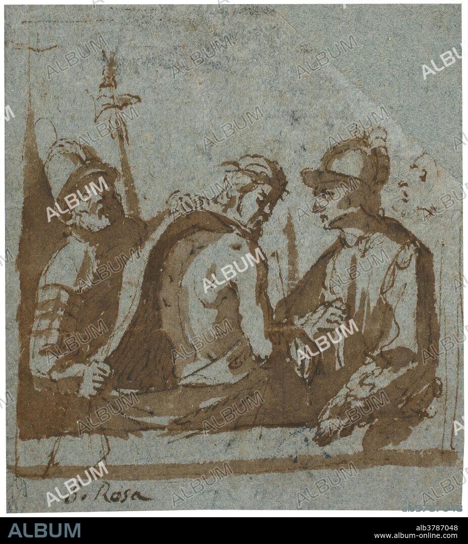 ANÓNIMO. Anónimo / 'Ecce Homo'. Hacia 1650. Aguada parda, Pluma sobre papel agrisado, 93 x 83 mm.