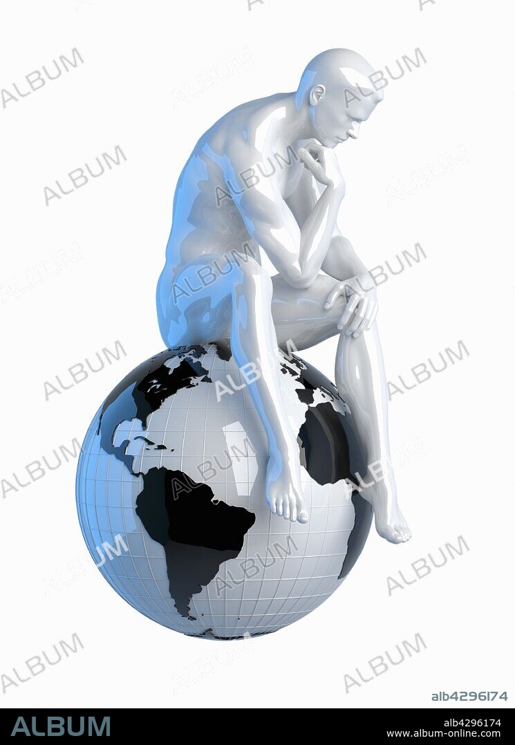 thinker thinking man pose in the circle Stock Photo - Alamy