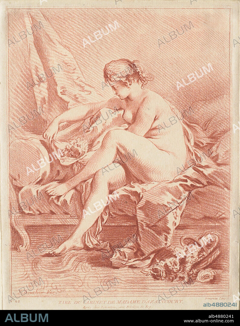 Gilles Antoine Demarteau, Flemish, 17501802, active in France, After  François Boucher, (French, 17031770), Femme nue, after 1757, Engraving in  crayon manner with roulette - Album alb4880241