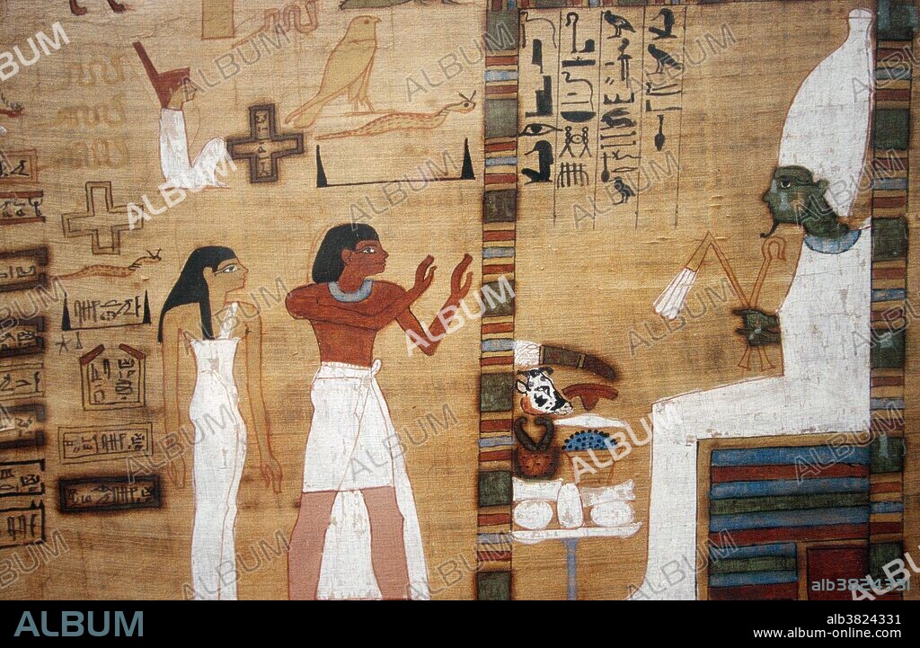 Ancient Egyptian papyrus art, Egyptian Museum, Cairo, Egypt.