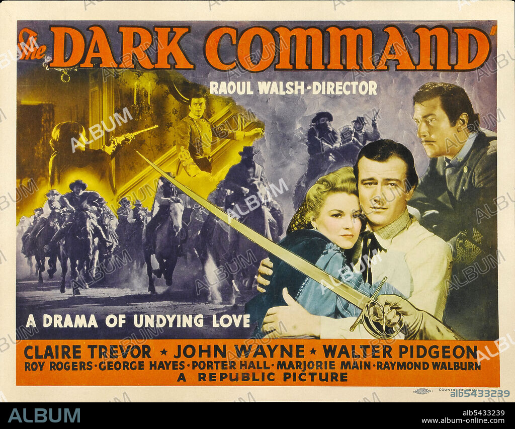 JOHN WAYNE in DARK COMMAND, 1940, directed by RAOUL WALSH. Copyright REPUBLIC PICTURES.