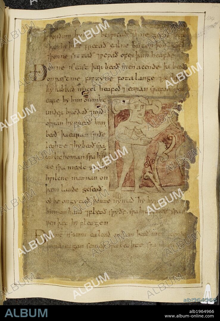 Manuscript text and drawing/s. Beowulf. Circa 1000. Source: Cotton 
