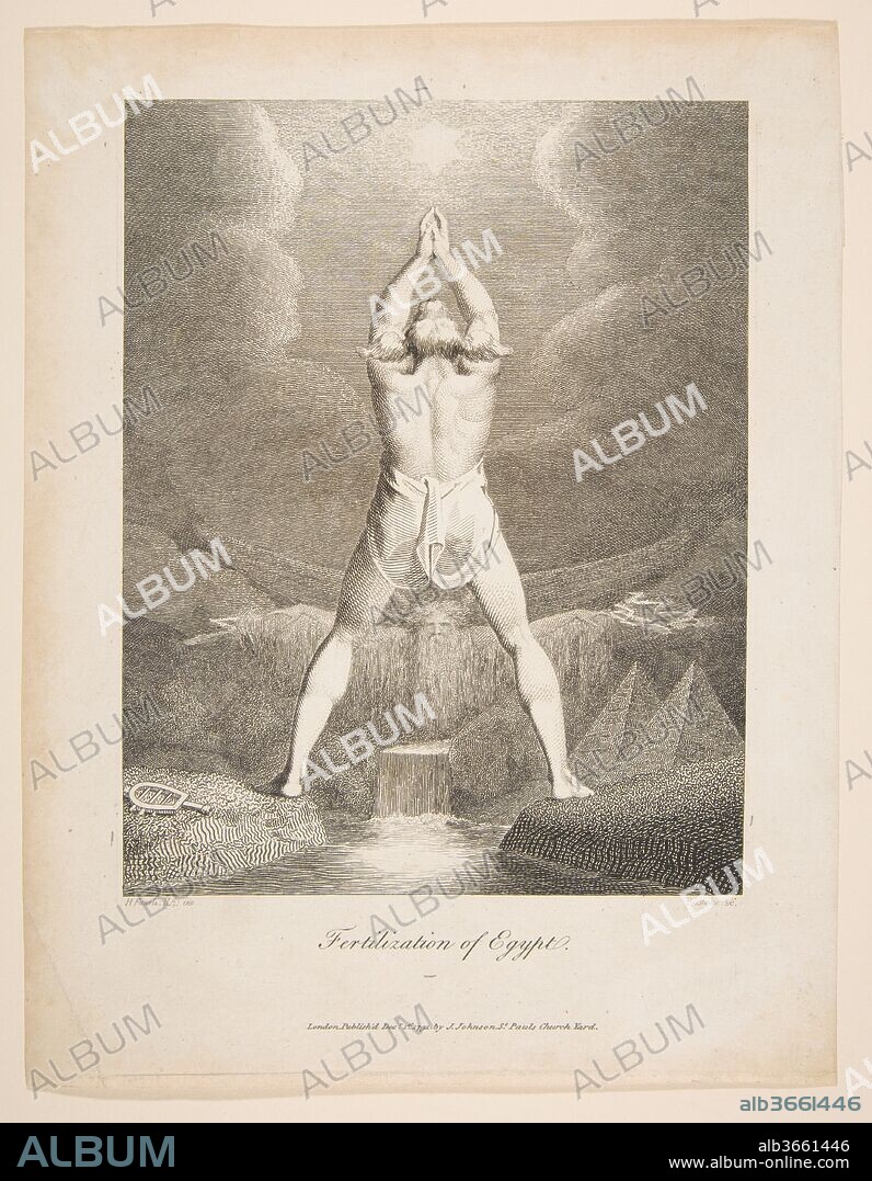 Fertilization of Egypt (Erasmus Darwin, The Botanic Garden). Artist: William Blake (British, London 1757-1827 London); After Henry Fuseli (Swiss, Zürich 1741-1825 London). Dimensions: image: 7 5/8 x 6 in. (19.4 x 15.2 cm)
sheet: 10 1/8 x 7 13/16 in. (25.7 x 19.8 cm). Date: 1791.