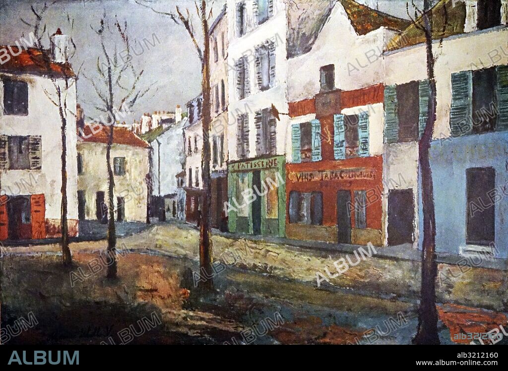 Painting titled 'Place du Tertre' by Maurice Utrillo (1883-1955) a French painter. Dated 20th Century.