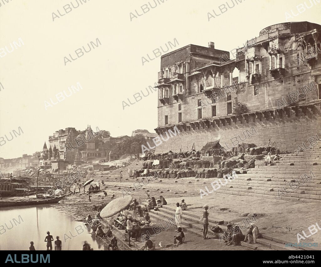 Benares, Raja Jey Singh's Observatory, and Dasaswa Medh Ghat, Samuel Bourne (English, 1834 - 1912), Varanasi, India, 1865–1866, Albumen silver print, 22.5 × 28.8 cm (8 7/8 × 11 5/16 in.).