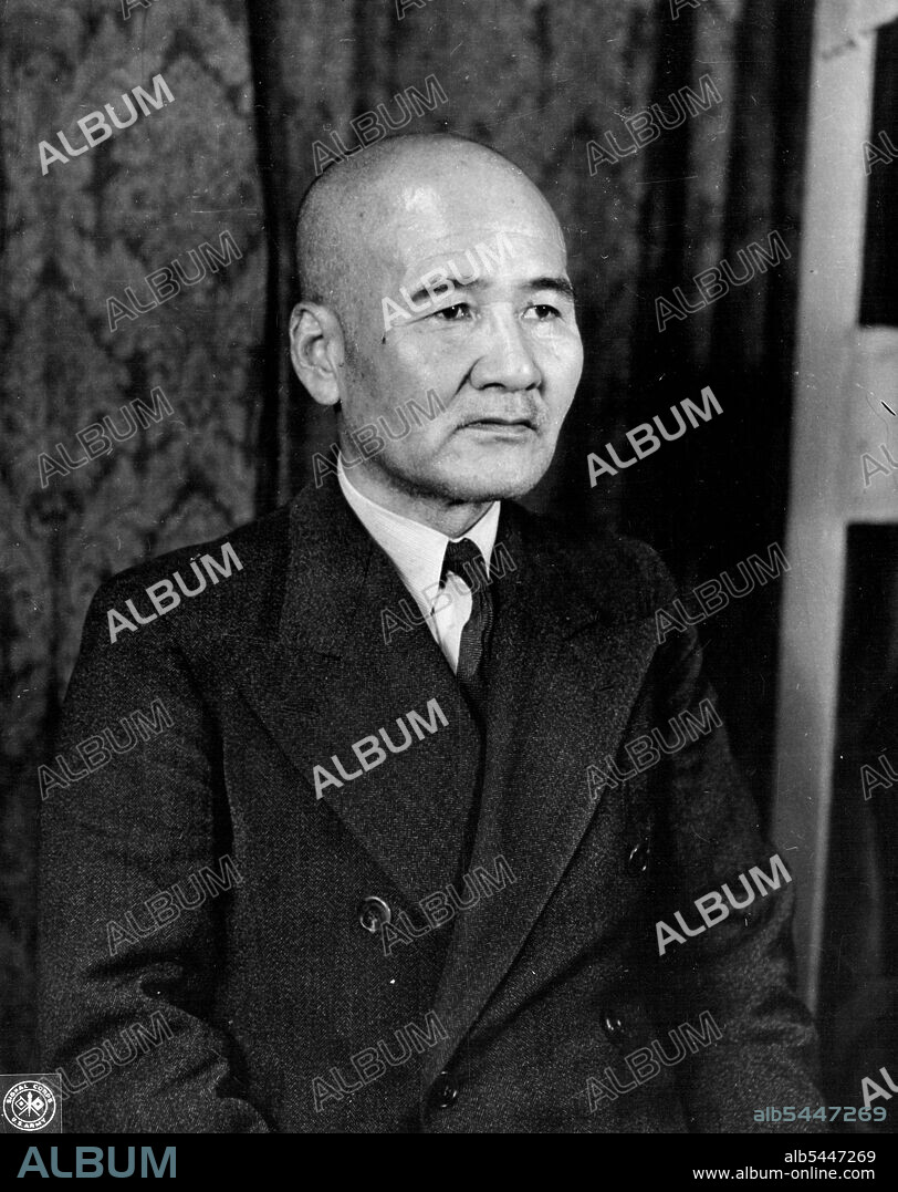 Major Japanese War Criminals on Trial in Tokyo : Oka Takasumi, Former Vice Admiral, chief of the general and military affairs bureau of the navy from 1940 to 1944 and vice navy minister under Koiso in 1944, is on trial at the International military tribunal for the Far East, Tokyo, Japan. June 19, 1947. (Photo by Skinner, U.S. Army Signal Corps).