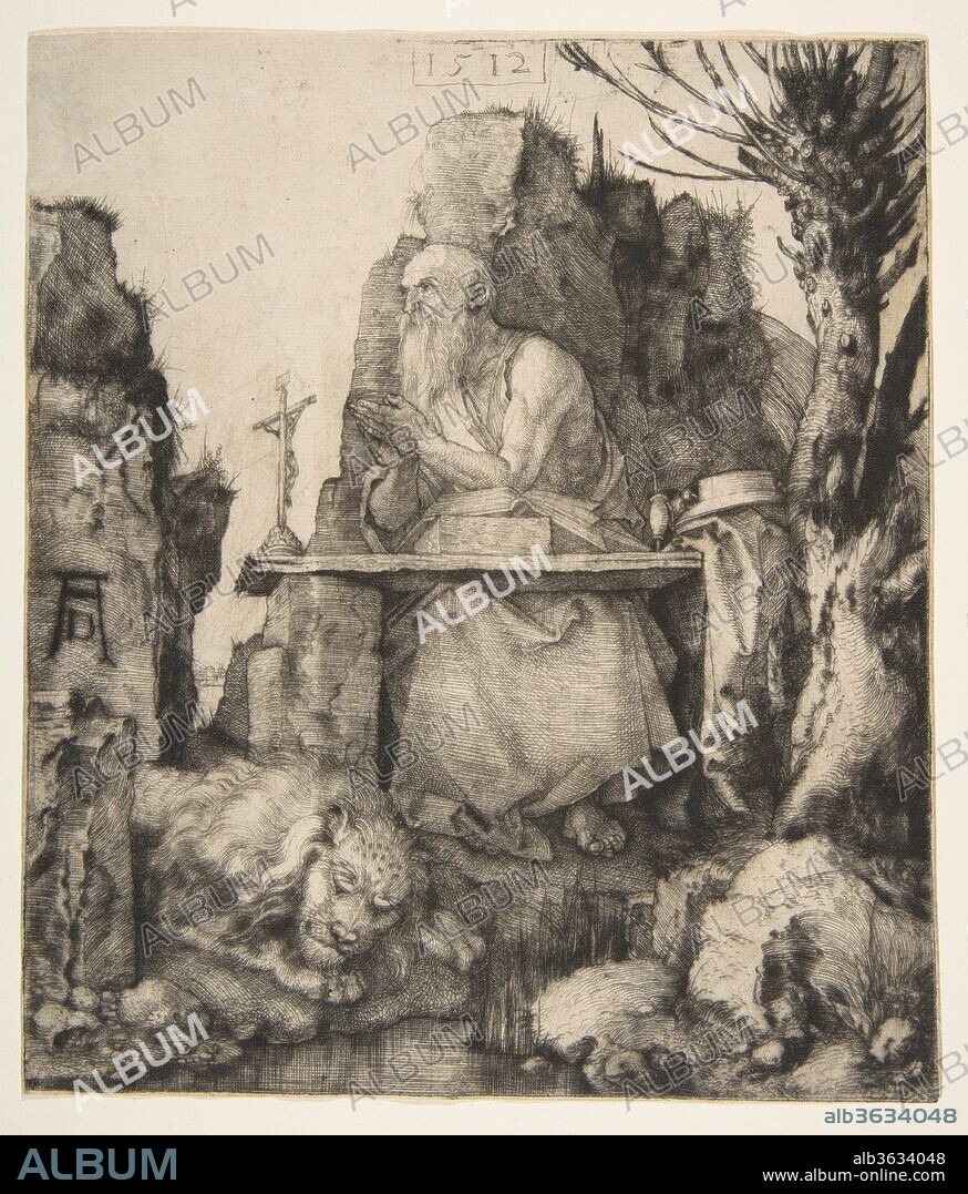 ALBRECHT DÜRER. Saint Jerome by the Pollard Willow. Artist: Albrecht Dürer (German, Nuremberg 1471-1528 Nuremberg). Dimensions: sheet: 8 1/4 x 7 1/16 in. (21 x 17.9 cm) trimmed to plate line. Date: 1512.