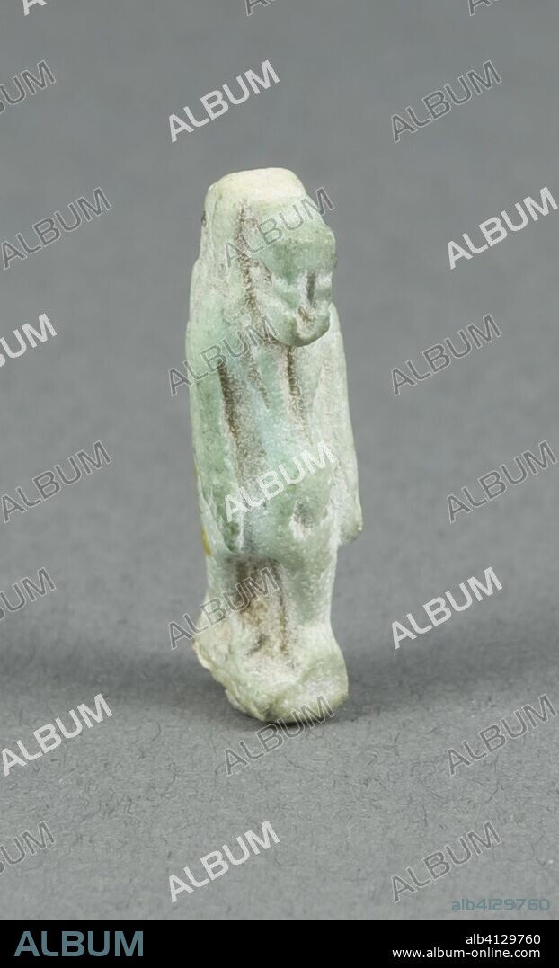 ANCIENT EGYPTIAN. Amulet of the Goddess Taweret. Egyptian. Date: 664 BC-332 BC. Dimensions: 2.2 × 0.8 × 0.6 cm (7/8 × 5/16 × 1/4 in.). Faience. Origin: Egypt.