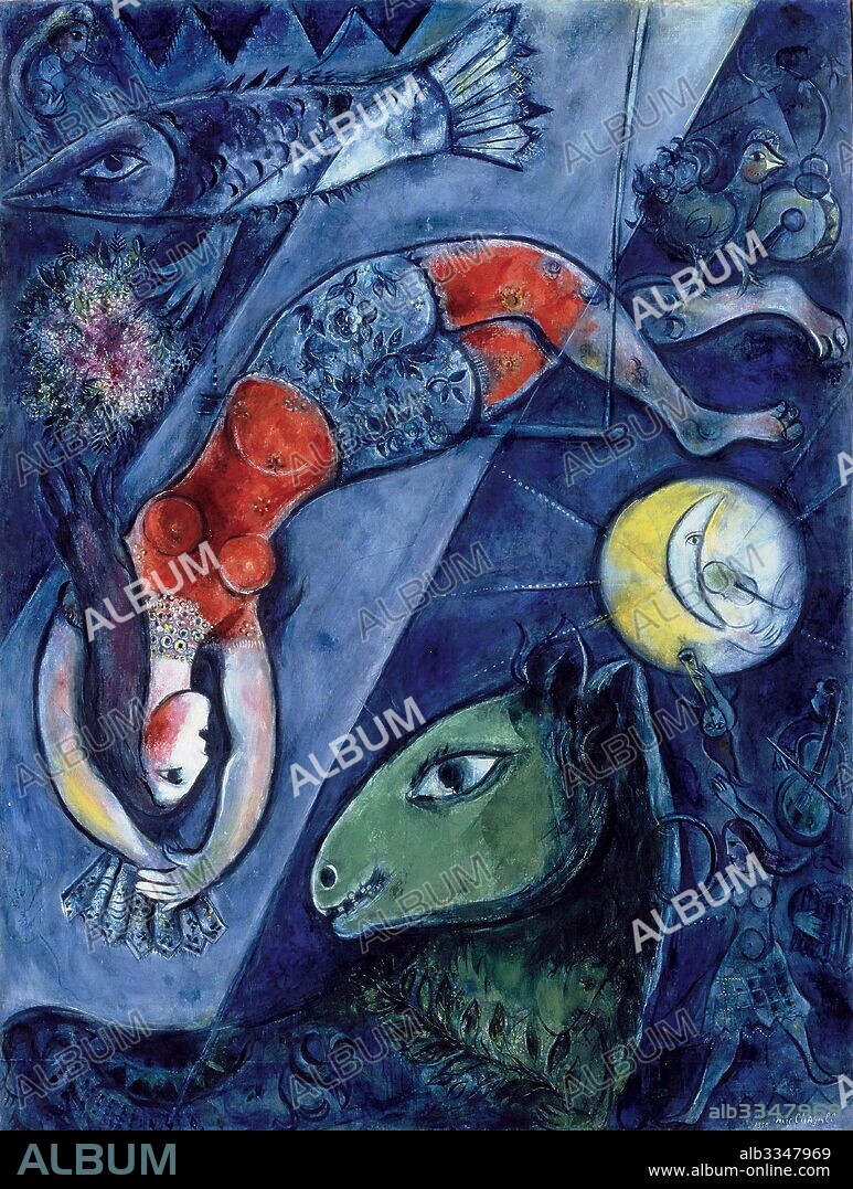 入荷量Marc Chagall、Le Cirque(Les Cyclistes)、海外版超希少レゾネ、新品額装付、y321 人物画