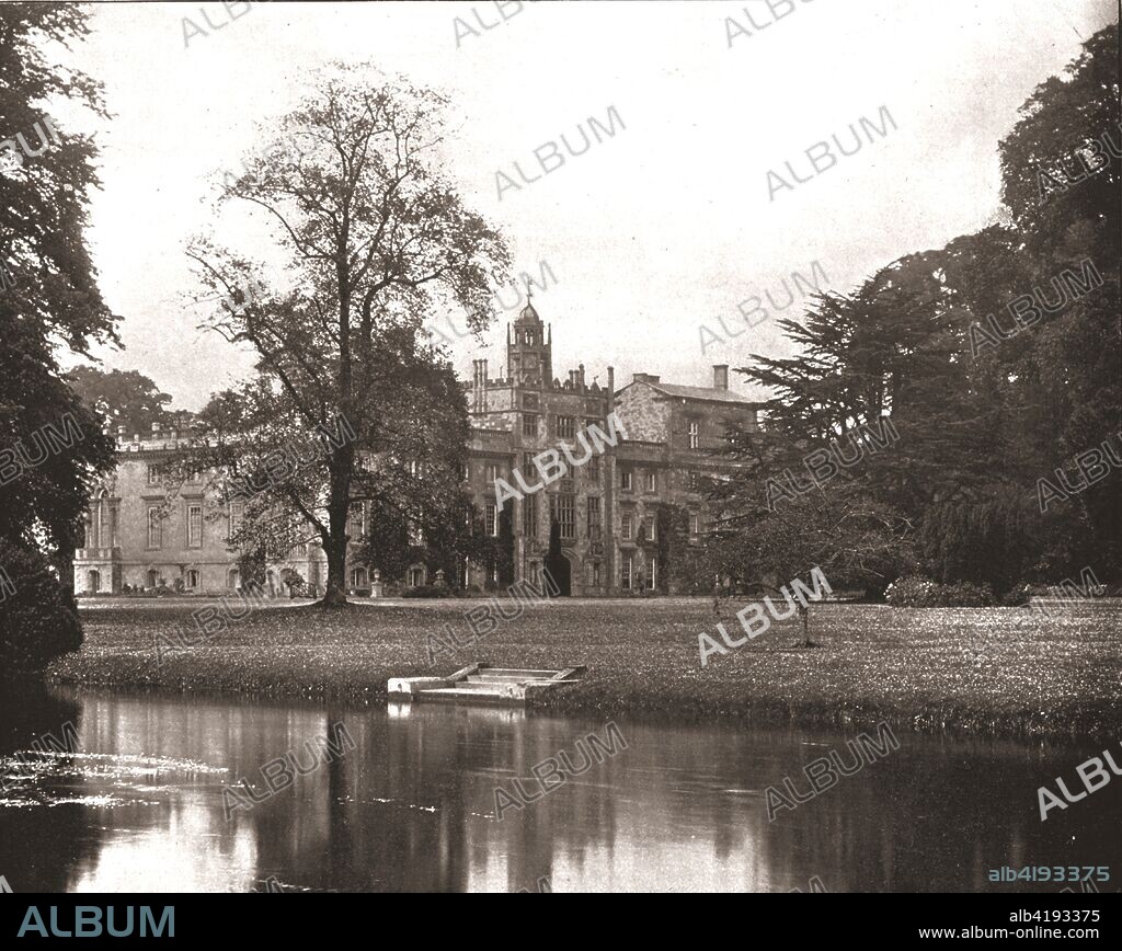Wilton House, Salisbury, Wiltshire, 1894. The first recorded building on the site of Wilton House was a priory founded by King Egbert in the 9th century. The home of the Earls of Pembroke for over 400 years, Wilton House dates from the 16th century although it has undergone frequent alterations. The Palladian south front of the house was designed by Inigo Jones and Isaac de Caus. From Beautiful Britain; views of our stately homes. [The Werner Company of Chicago, 1894].