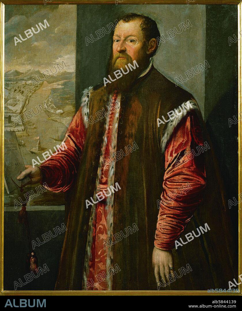 SCHOOL: VENETIAN. Marcantonio Barbaro (1518-1595), Venetian ambassador in Paris and Constantinople, procurator of San Marco; portrait as ambassador to the Sultan, 1568-74. View of the Bosporus through the window. Canvas, 122 x 100 cm Inv. 29.