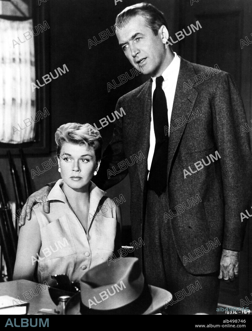 DORIS DAY and JAMES STEWART in THE MAN WHO KNEW TOO MUCH, 1956, directed by ALFRED HITCHCOCK. Copyright PARAMOUNT PICTURES.