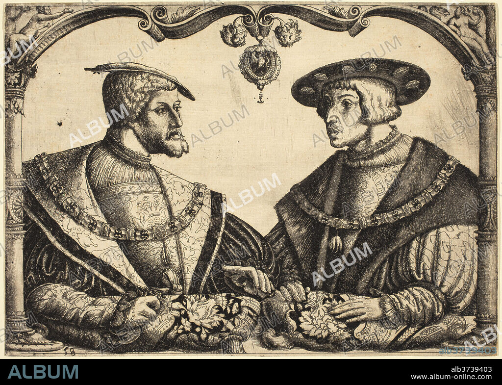 CHRISTOPH BOCKSTORFER. Emperors Charles V and Ferdinand I. Dimensions: sheet (trimmed to plate mark): 19.9 x 27.6 cm (7 13/16 x 10 7/8 in.). Medium: etching (iron).