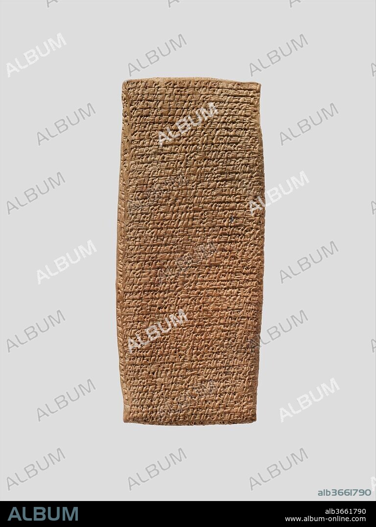 Cuneiform tablet: record of a lawsuit. Culture: Old Assyrian Trading Colony. Dimensions: H. 6 5/8 in. (16.8 cm). Date: ca. 20th-19th century B.C..
Kültepe, the ancient city of Kanesh, was a powerful and cosmopolitan city located in northern Cappadocia in central Anatolia.  During the early second millennium B.C., it became part of the network of trading settlements established across the region by merchants from Ashur (in Assyria in northern Mesopotamia). Travelling long distances by donkey caravan, and often living separately from their families, these merchants traded vast quantities of tin and textiles for gold and silver in addition to controlling the copper trade within Anatolia itself.  Although the merchants adopted many aspects of local Anatolian life, they brought with them Mesopotamian tools used to record transactions: cuneiform writing, clay tablets and envelopes, and cylinder seals. Using a simplified version of the elaborate cuneiform writing system, merchants tracked loans as well as business deals and disputes, and sent letters to families and business partners back in Ashur. These texts also provide information about the greater political history of Ashur and the Anatolian city-states as well as details about the daily life of Assyrians and Anatolians who not only worked side-by-side, but also married and had children together. At Kültepe, thousands of these texts stored in household archives were preserved when fire destroyed the city in ca. 1836 B.C. and provide a glimpse into the complex and sophisticated commercial and social interactions that took place in the Near East during the beginning of the second millennium B.C.
This tablet, the longest extant Old Assyrian legal text, represents one such document and records court testimony describing a dispute between two merchants. This testimony was delivered before witnesses representing the authority of the merchant government in Kanesh as well as the dagger of the god Ashur.  In the text, Suen-nada and Ennum-Ashur accuse each other of stealing the valuable contents of a private archive which they both claim to own. Items within the archive include cylinder seals, tablets belonging to various named merchants, and tablets belonging to strangers that were deposited there for safe keeping. As undisturbed tablet storerooms are extremely rare, this text is important for reconstructing the contents of a sealed archive. Ennum-Assur calls for the case to be moved to Ashur to be tried in front of the city assembly and king, but unfortunately the verdict of the court is unknown. The tablet was contained in a clay envelope or case also in The Metropolitan's collection.