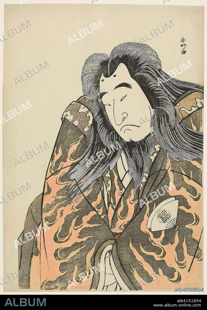 Half-Length Portrait of the Actor Onoe Matsusuke I as Retired Emperor Sutoku in Act Three of the play Kitekaeru Nishiki no Wakayaka (Returning Home in Splendor), Performed at the Nakamura Theater from the First Day of the Eleventh Month, 1780. Katsukawa Shunko I; Japanese, 1743-1812. Date: 1775-1785. Dimensions: 32.1 x 23.5 cm (12 5/8 x 9 1/4 in.). Color woodblock print; aiban. Origin: Japan.