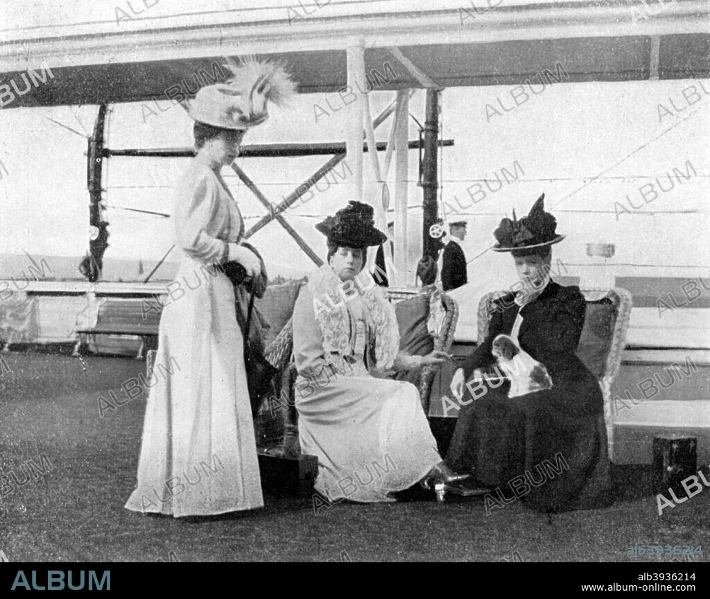 On board the royal yacht Victoria and Albert III, 1908. From Queen Alexandra's Christmas Gift Book, Photographs from My Camera, by Queen Alexandra, published by The Daily Telegraph (London, 1908).