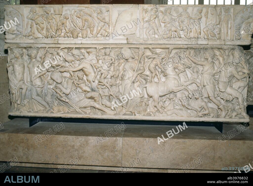 Roman sarcophagus with the legend of Selene and Endymion, 230-235 AD. From the Louvre, Paris.