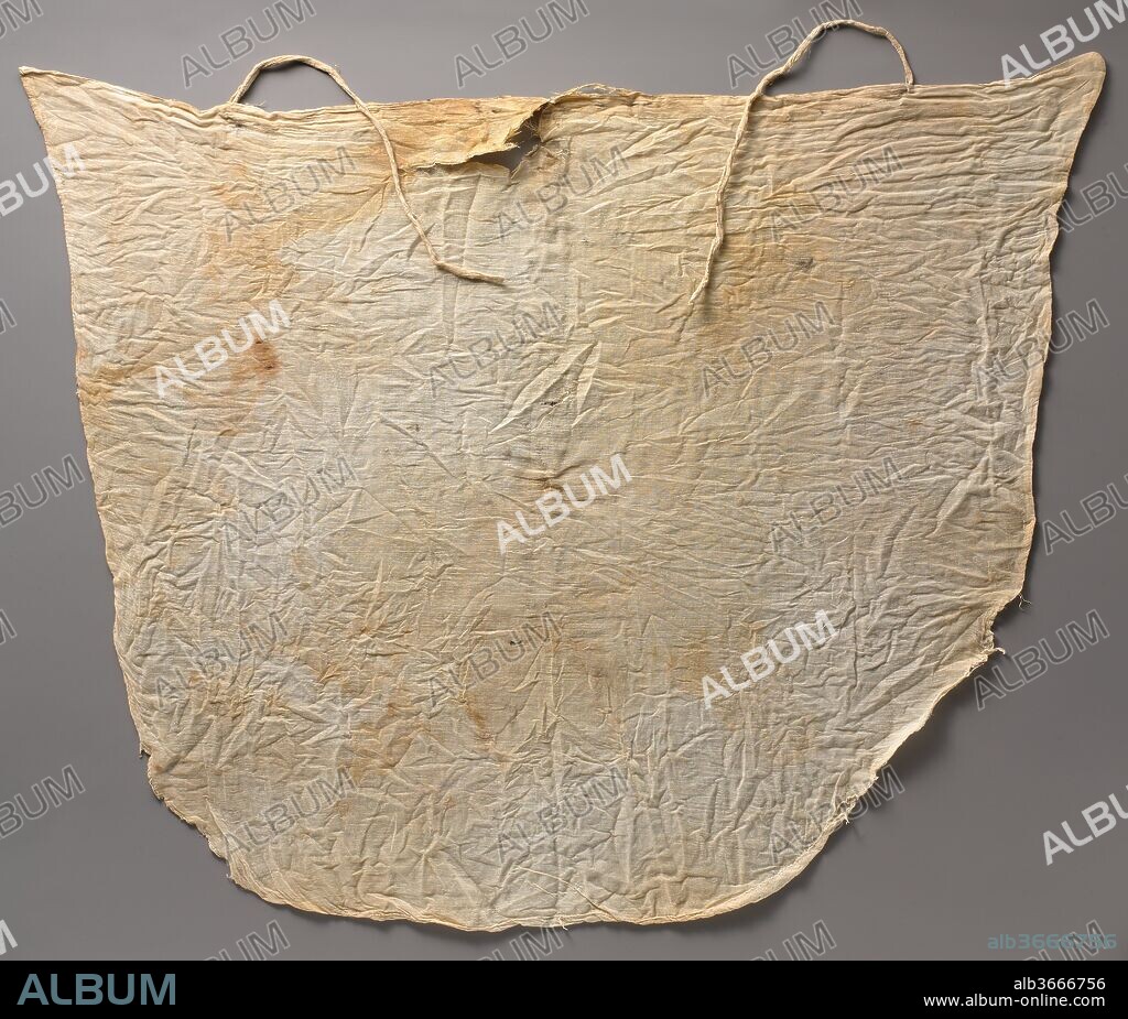 Kerchief from Tutankhamun's Embalming Cache. Dimensions: L. 51 cm (20 1/16 in.); W. 66 cm (26 in.). Dynasty: Dynasty 18. Reign: reign of Tutankhamun. Date: ca. 1336-1327 B.C..
In December 1907 Theodore M. Davis, a wealthy American who was funding excavations in the Valley of the Kings, discovered a small pit near the tomb of Seti I. Inside the pit were approximately a dozen large sealed whitewashed storage jars (09.184.1). Among other things, the jars contained bags of natron (a kind of salt),  pieces of linen with hieratic inscriptions dated to Years 6 and 8 of a king named Tutankhamun (throne name Nebkheperure).  At the time, almost nothing was know about Tutankhamun, and Davis declared that he had discovered the king's tomb.

Davis received a number of the jars and their contents in the division of finds and, in 1909, he gave most of his share to the Metropolitan Museum.  It was only later that Herbert Winlock, the field director of the Museum's excavations at Thebes, realized that the natron and linen were embalming refuse from the mummification of Tutankhamun.

Worn linen sheets and clothing were used for wrapping and padding mummies. Linens that weren't actually used for mummification were sometimes buried in embalming caches.  Three mended and laundered head cloths (09.184.217-.219) found in Tutankhamun's embalming cache were originally identified as kerchiefs worn by guests at the king's funerary meal. We now believe that they  were part of the leftover embalming linen. This blue kerchief, dyed with indigo, is quite small and may have belonged to Tutankhamun when he was a child. Whether it was worn by Tutankhamun or not, examples of dyed linen from ancient Egyptian times are extremely rare, making this a very precious object. Two of the kerchiefs were made for adults (09.184.218, .219); the third is child-size (09.184.217).