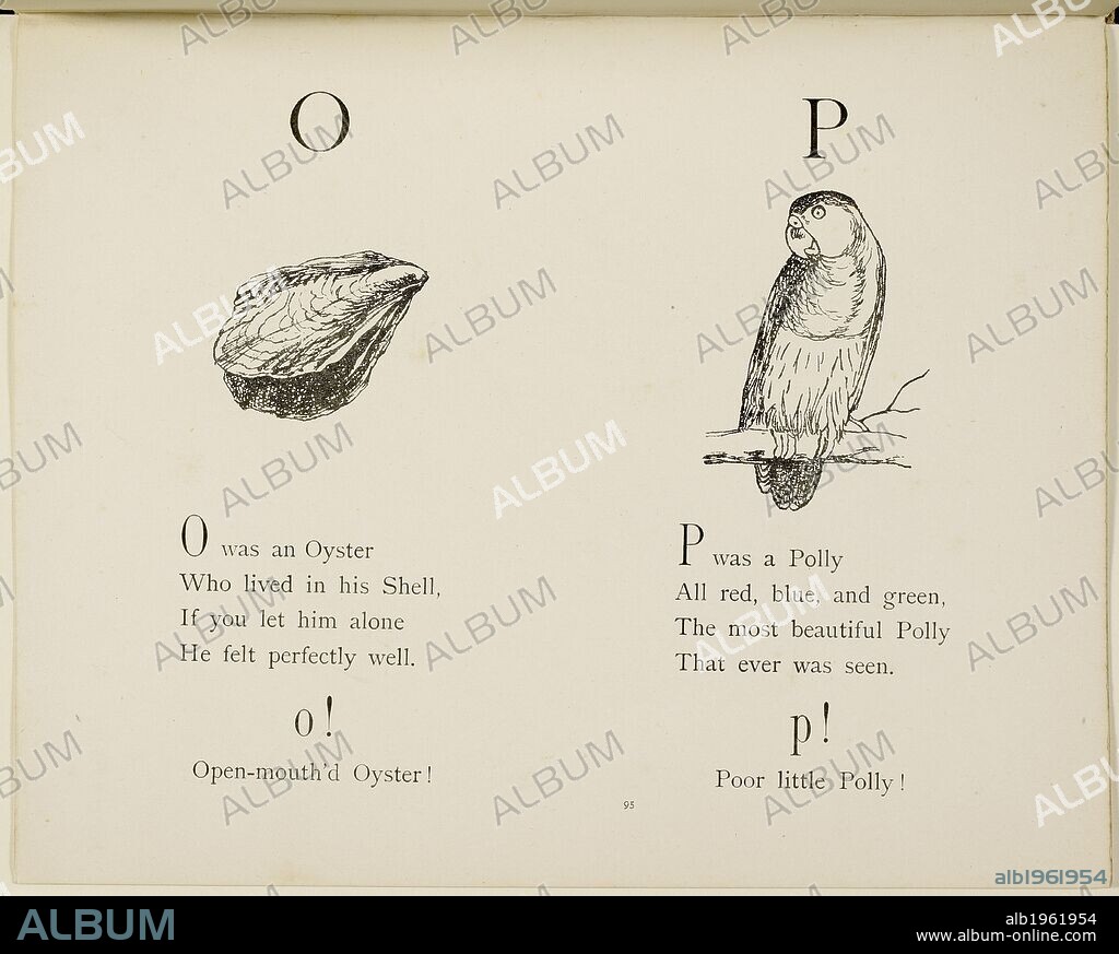 Oyster and parrot Illustrations and verse from Nonsense Alphabets by Edward Lear. . Nonsense Botany, and Nonsense Alphabets, Fifth edition. Frederick Warne & Co.: London & New York, 1889. Source: Cup.400.a.42 95.