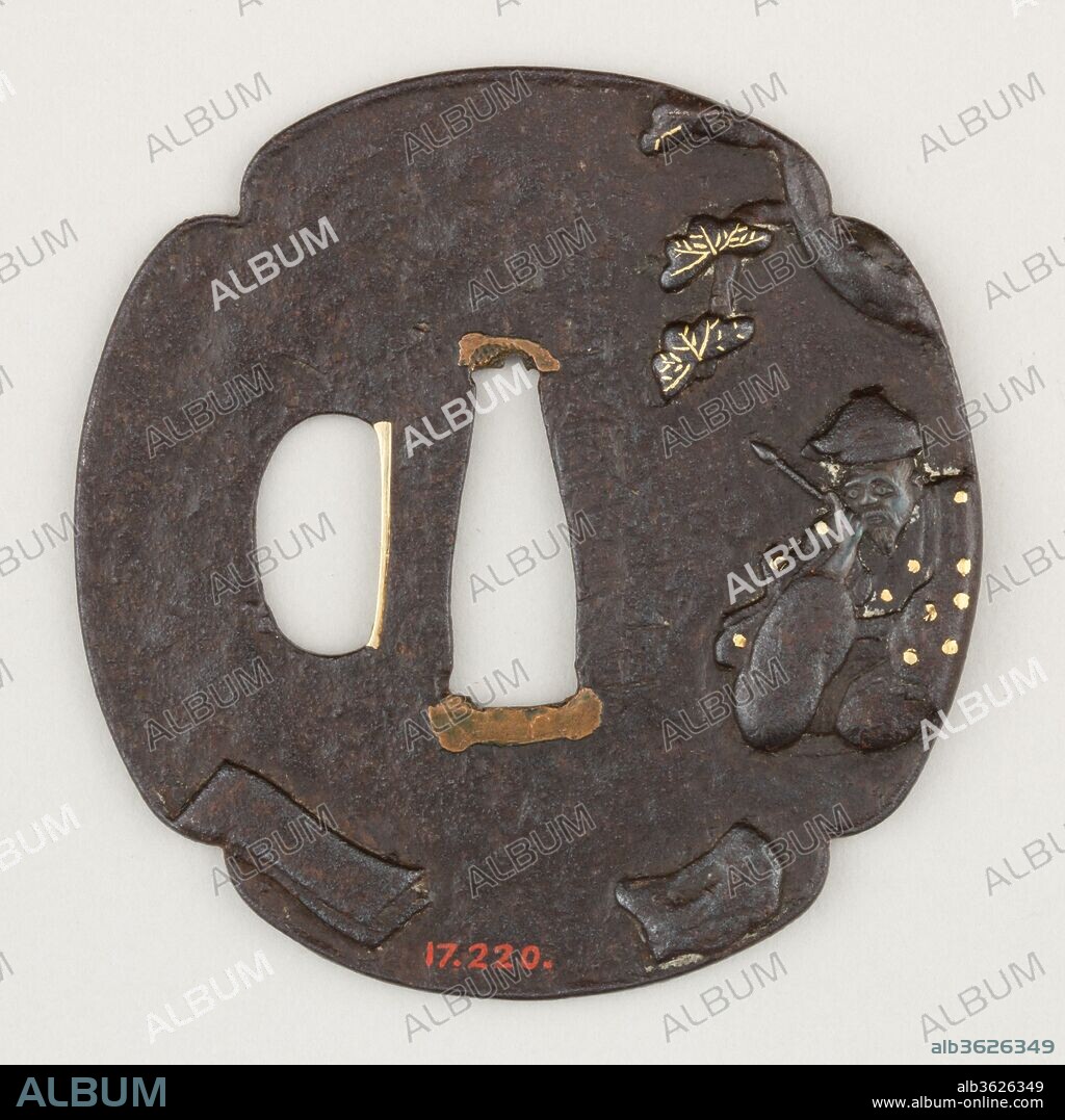 Sword Guard (Tsuba). Culture: Japanese. Dimensions: H. 2 15/16 in. (7.5 cm); W. 2 13/16 in. (7.1 cm); thickness 3/16 in. (0.5 cm); Wt. 1.9 oz. (53.9 g). Date: late 17th century.