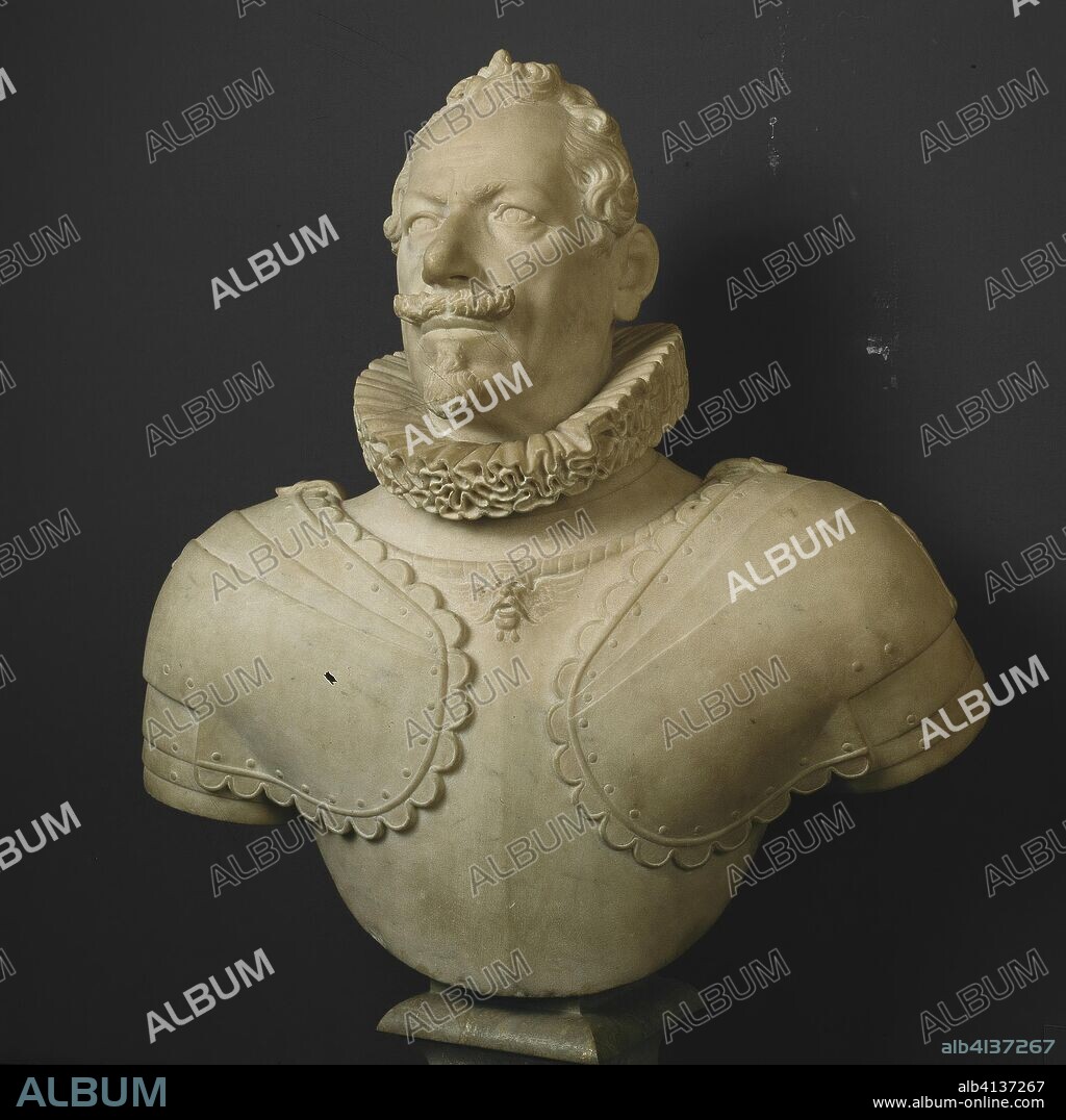 Bust of a Nobleman in Armor. Attributed to Pietro Tacca; Italian, 1577-1640. Date: 1620-1630. Dimensions: 63.5 × 59.7 × 23.5 cm (25 × 23 1/2 × 9 1/4 in.) 
Height with socle: 81.3 cm (32 in.). Marble. Origin: France.