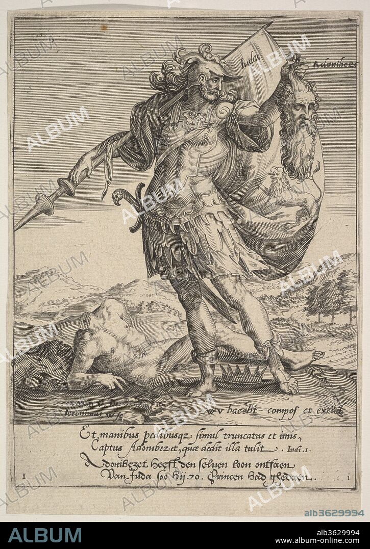 AFTER MAERTEN DE VOS, HIERONYMUS (JEROME) WIERIX. Judah with the Head ...