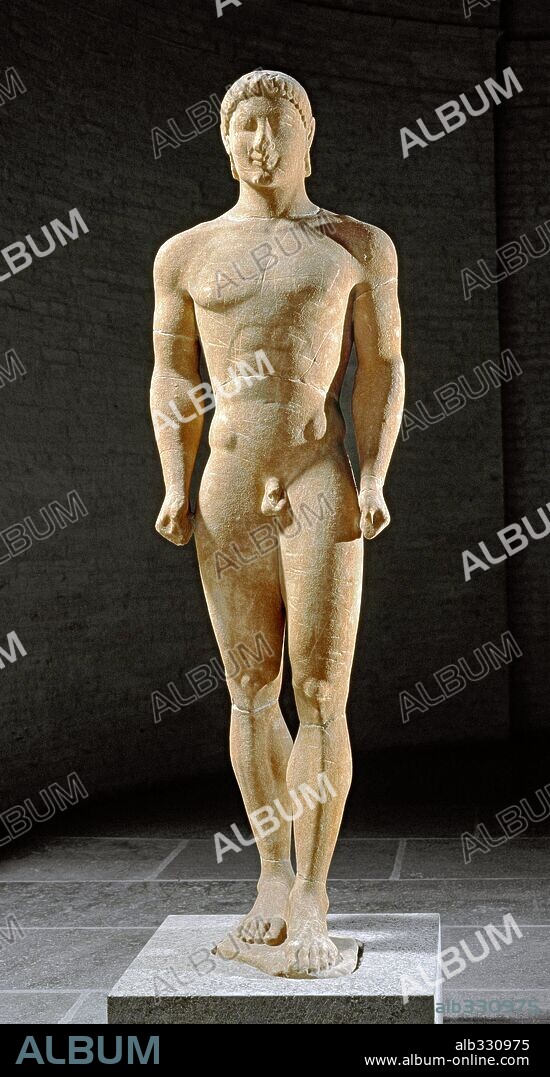 Apollo, Attic marble figure known as the Munich Kouros, Greek, 540-30 BC.