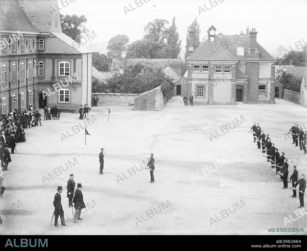 Soldiers on parade at the parade ground in Cowley, Oxford, Oxfordshire c1860-c1922.
