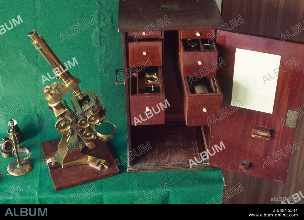 Victorian compound light microscope dating from 1885.