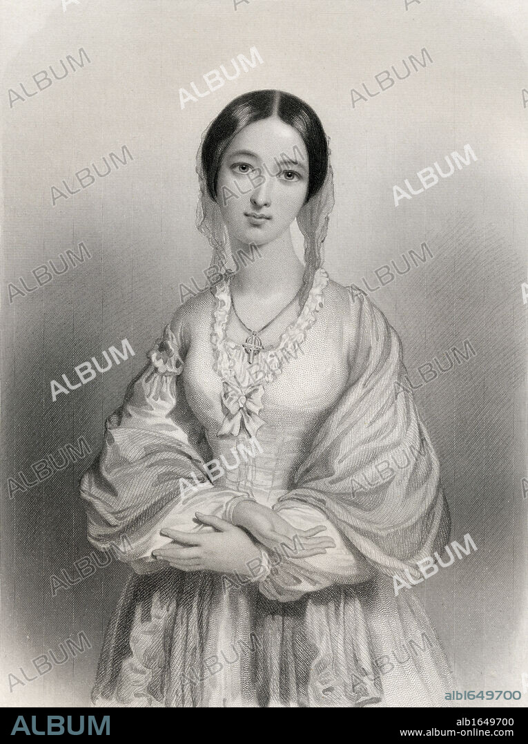 Florence Nightingale, 1820-1910. Pioneer of nursing and a reformer of hospital sanitation methods. Engraved by Mote after G. Staal. From the book "World Noted Women" by Mary Cowden Clarke, published 1858.