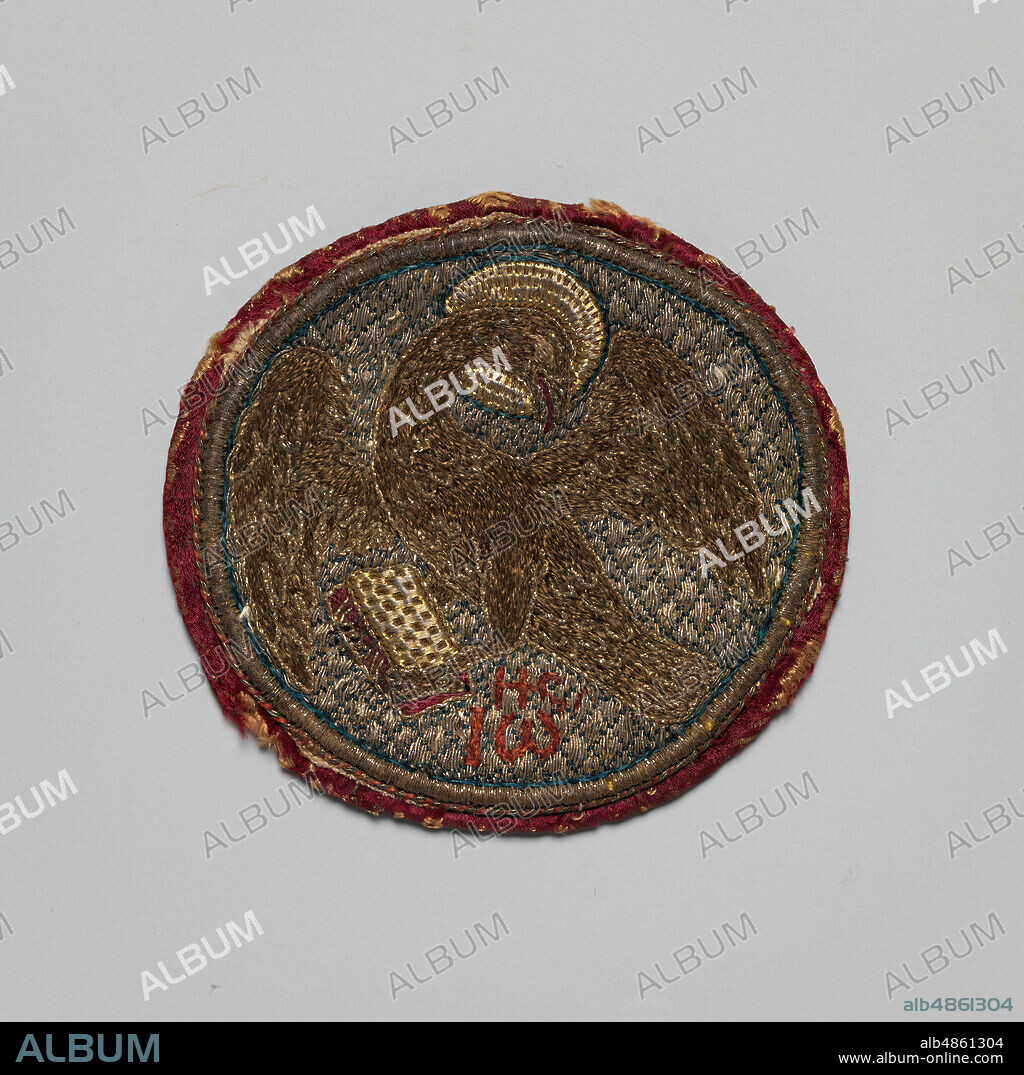 Embroidered Medallion, Byzantine, 15th-16th century. Evangelist symbol of an eagle.