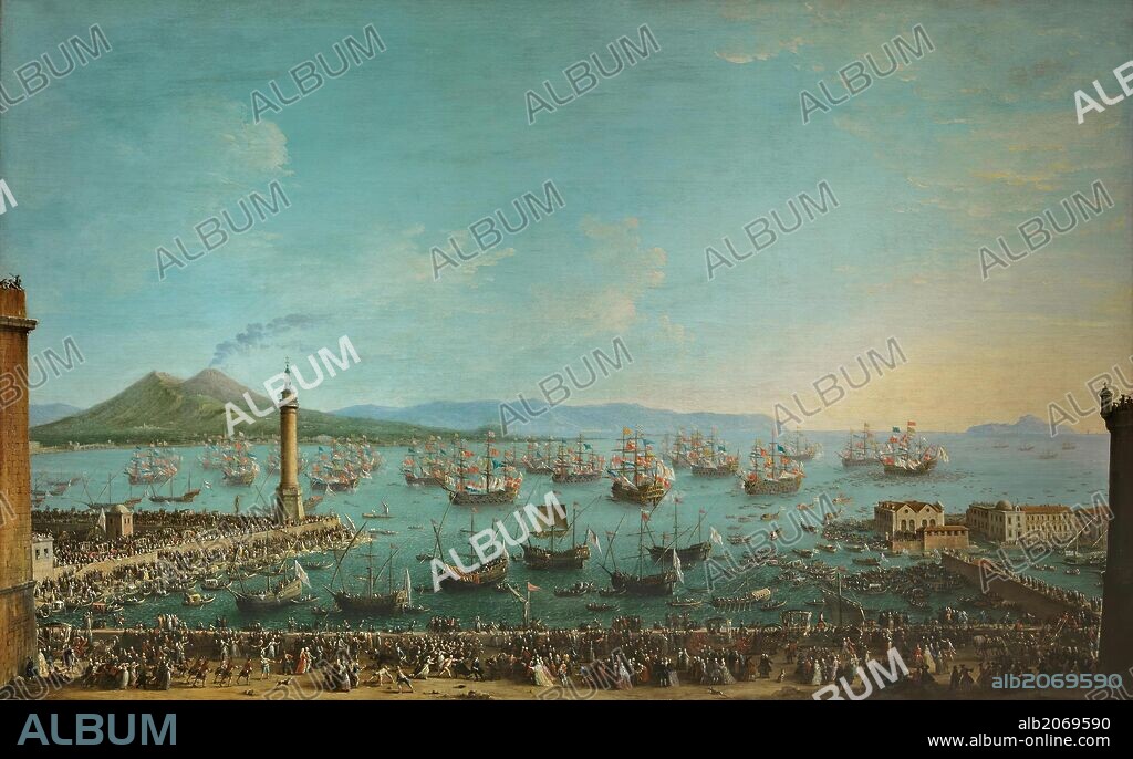 Antonio Joli / 'Carlos III Embarking in Naples', 1759, Italian School, Oil on canvas, 128 cm x 205 cm, P00232.