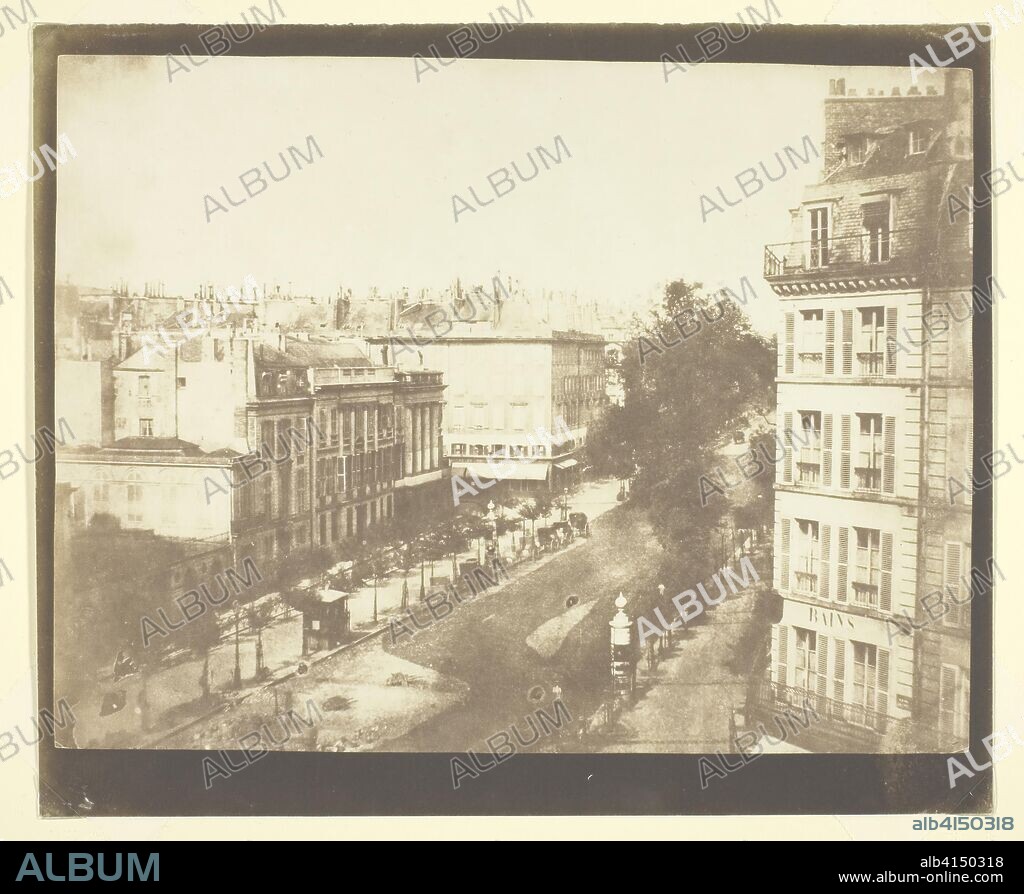 View of the Boulevards at Paris. William Henry Fox Talbot; English, 1800-1877. Date: 1843. Dimensions: 16.2 × 21.3 cm (image); 18.4 × 22.2 cm (paper). Salted paper print. Origin: England.