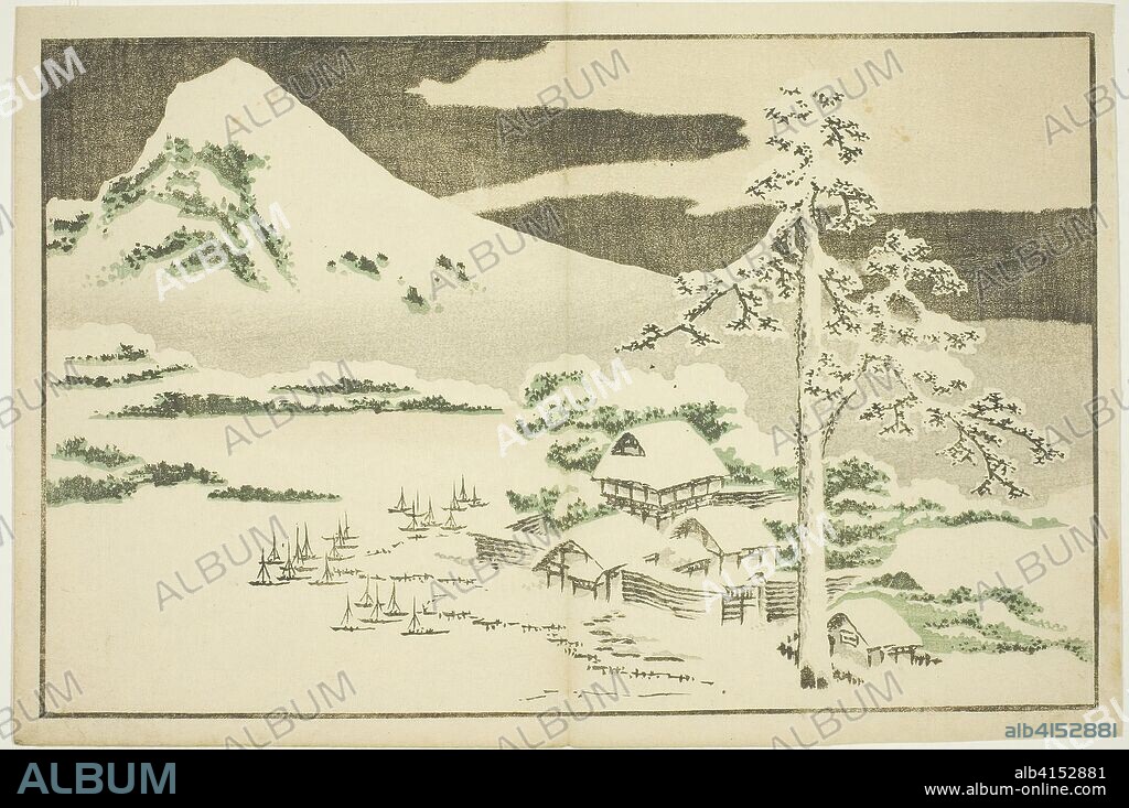 Mount Fuji in Winter, from The Picture Book of Realistic Paintings of Hokusai (Hokusai shashin gafu). Katsushika Hokusai ?? ??; Japanese, 1760-1849. Date: 1809-1819. Dimensions: 22.6 x 33.8 cm (8 7/8 x 13 5/16 in.). Color woodblock print (album sheet). Origin: Japan.