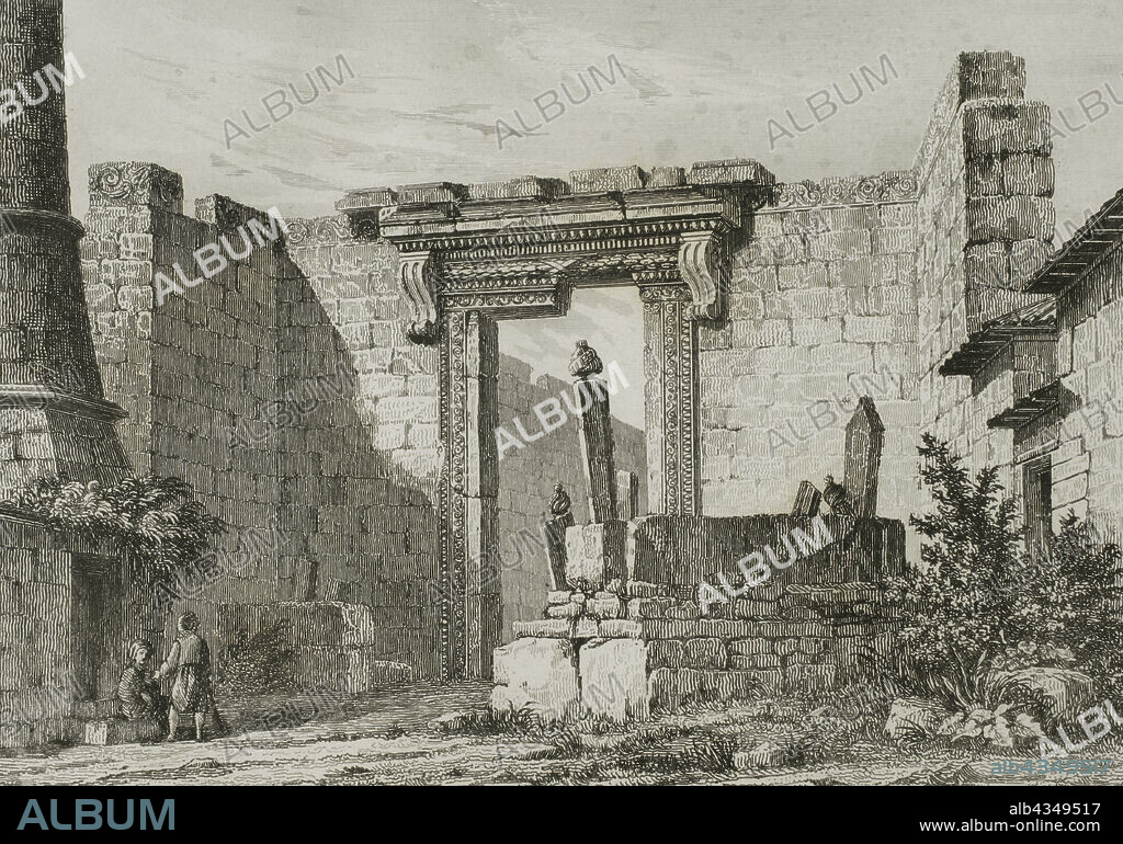 Angora (Ankara). Turkey. Monument of Ancyra or Temple of Augustus and Rome in Ancyra. During Roman times the city was called Ancyra. Engraving drawn by Préaux. Lemaitre direxit. "Panorama Universal. Historia de Armenia", 1838.