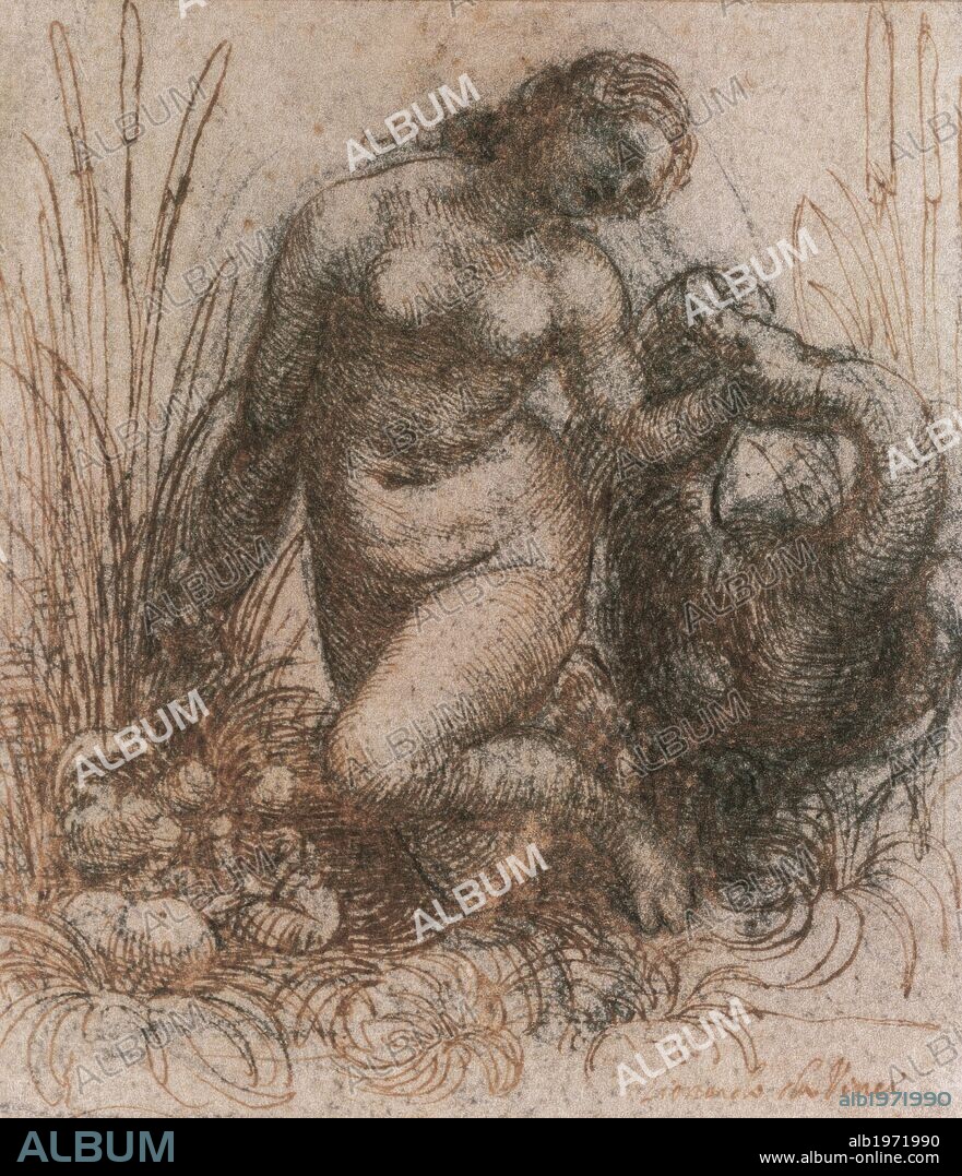 Study for Leda and the swan, 1506-1508, by Leonardo da Vinci (1452-1519), drawing.