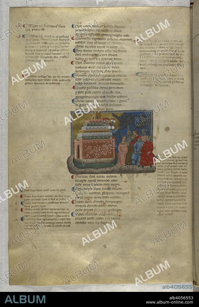 Inferno: The noble castle, with virtuous pagans nearby. Dante Alighieri, Divina Commedia ( The Divine Comedy ), with a commentary in Latin. 1st half of the 14th century. Source: Egerton 943, f.9v. Language: Italian, Latin.