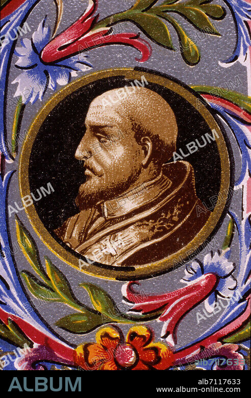 POPE GREGORIO XV Alexander Ludovisi, been born to Bologna, which elected in 1621, died in 1623. He institutes the College of Fide Propaganda. Portrait, detail from the cromolitografica series dedicated to Pope Pius X and from whom blessed He. Rome, October 1903.