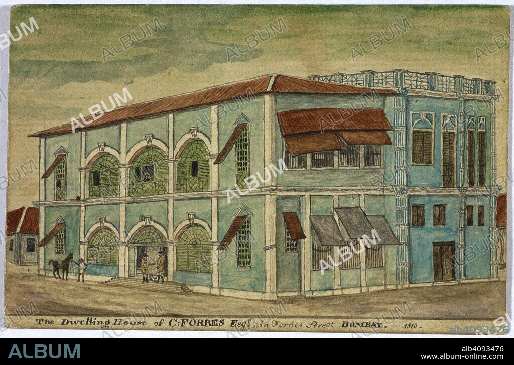 The dwelling house of C. Forbes esquire, in Forbes Street, Bombay. 1810. Bombay Views and Costume. 1810-11. India. Source: WD 315 no.11.