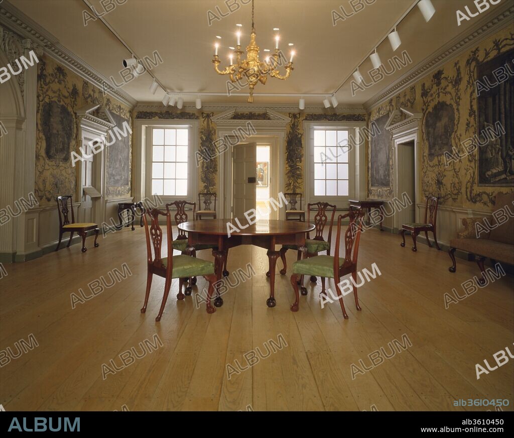 Woodwork and Wallpaper from the Great Hall of Van Rensselaer Manor House. Culture: American. Dimensions: Dimensions unavailable. Date: 1765-69.