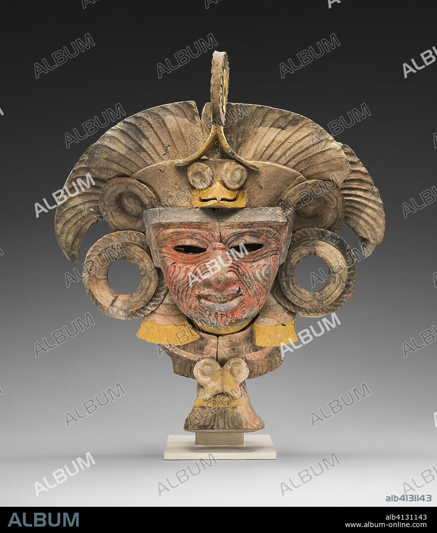 Mask from an Incense Burner Portraying the Old Deity of Fire. Teotihuacan; Teotihuacan, Mexico. Date: 450 AD-750 AD. Dimensions: 36.83 × 33.5 cm (14 1/2 × 13 in.). Ceramic and pigment. Origin: Valley of Mexico.