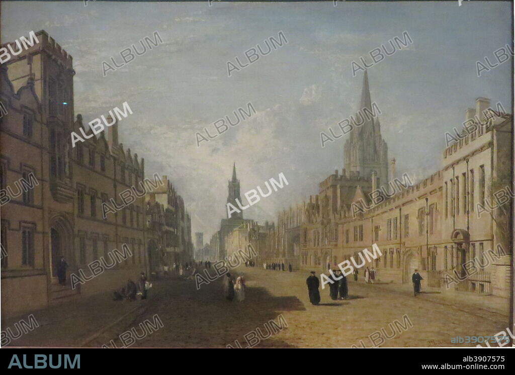 J. M. W. TURNER. High Street, Oxford. Painting. Canvas and oil. Height: 68.5 cm (26.9 in); Width: 100.3 cm (39.4 in).