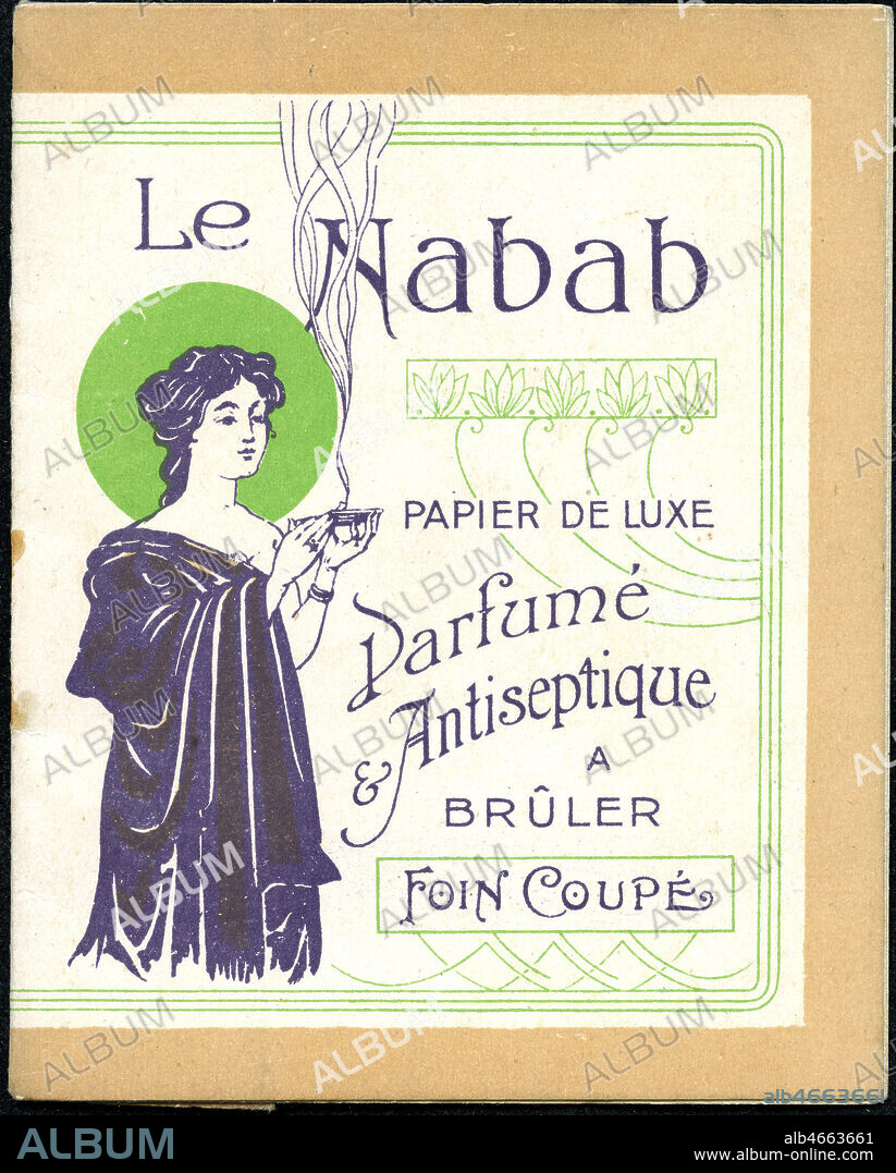 Le NABAB , papier de luxe, parfume et antiseptique a bruler, genre de papier  d'Armenie, foin coupe. vers 1900. Credit IM/KHARBINE TAPABOR. - Album  alb4663661