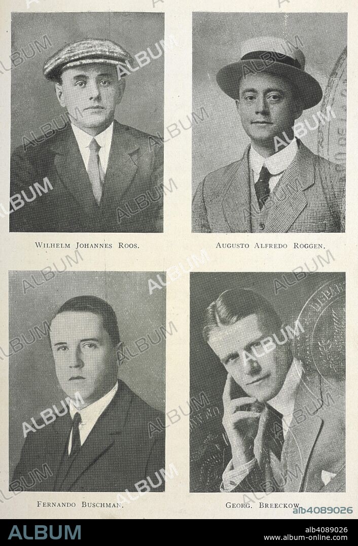 Four German spies who were executed in the Tower of London during the First World War: Wilhelm Johannes Roos; Augusto Alfredo Roggen Fernando Buschmann; and, George Traugott Breeckow. Queer People. (Criminals.). London : Hodder & Stoughton, [1922. Source: 6056.v.31.